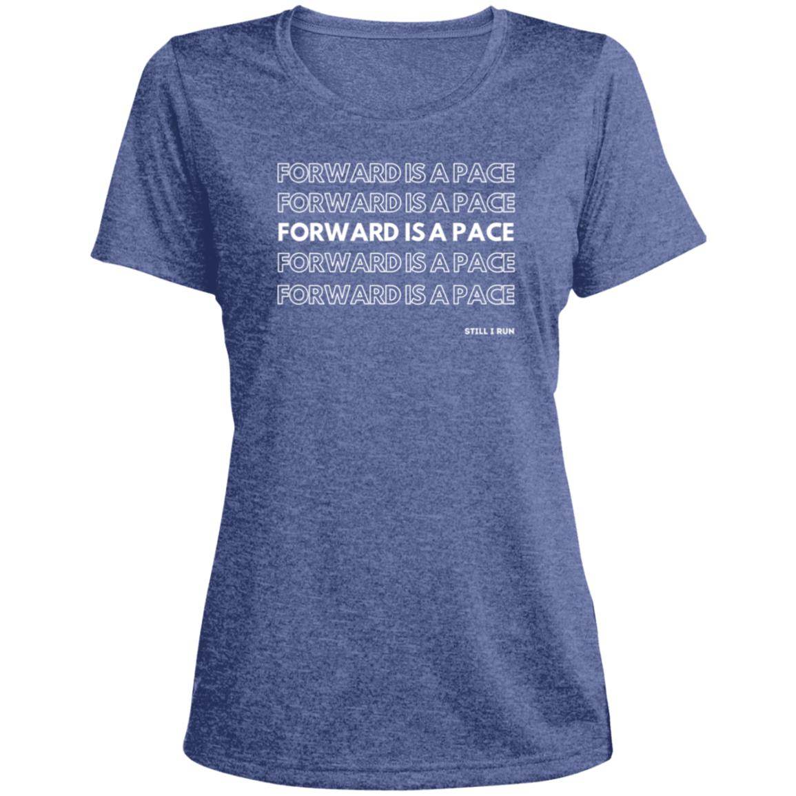 Forward is a Pace Heather Scoop Neck Performance Tee - Still I Run