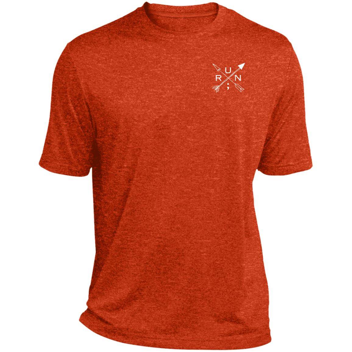 Run Arrows Pocket Heather Performance Tee - Still I Run