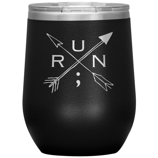 Run Arrows - 12oz Insulated Wine Tumbler