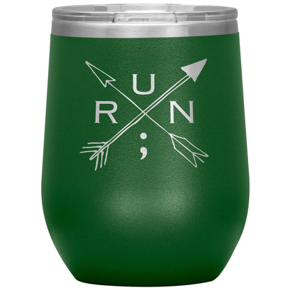 Run Arrows - 12oz Insulated Wine Tumbler