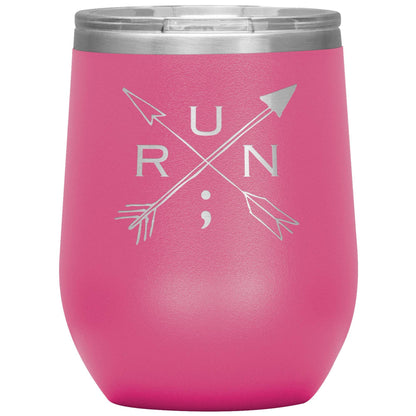 Run Arrows - 12oz Insulated Wine Tumbler
