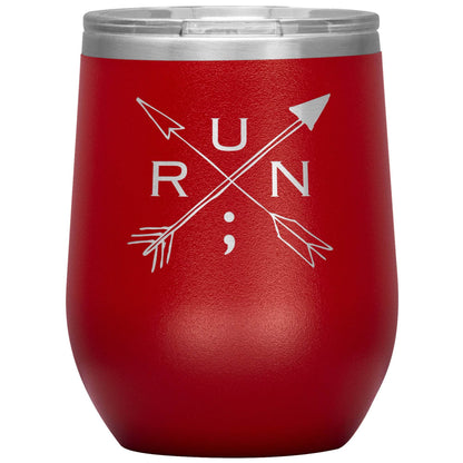 Run Arrows - 12oz Insulated Wine Tumbler