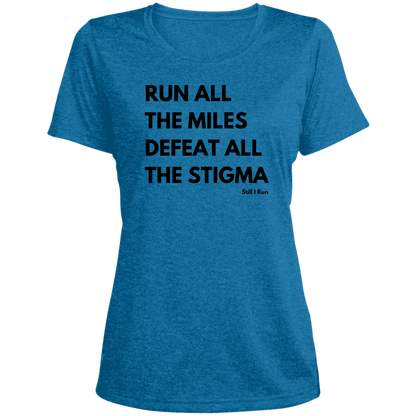 Run and Defeat - Fitted Heather Scoop Neck Performance Tee