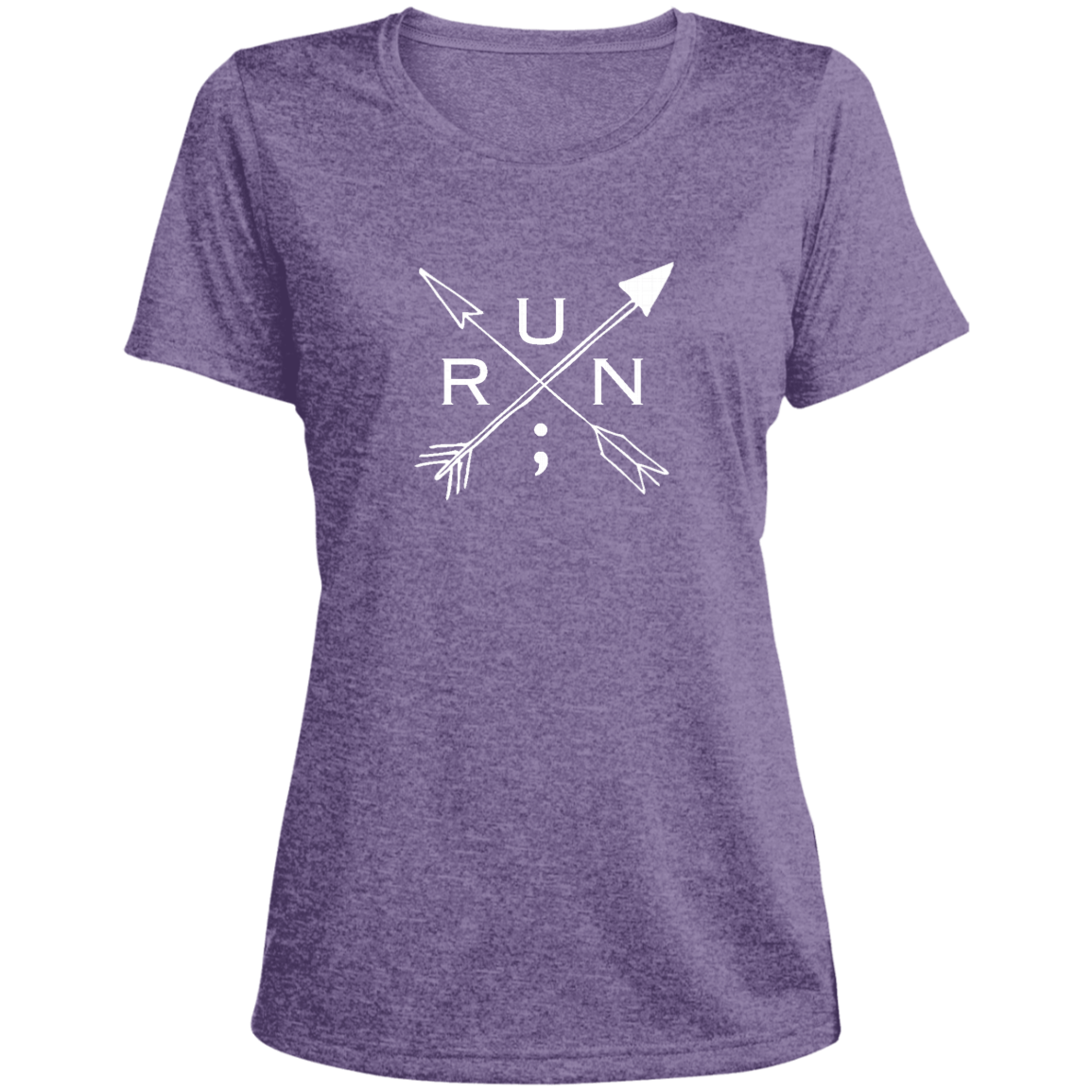 Run Arrows - Fitted Heather Scoop Neck Performance Tee